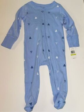 GAP Light Blue Footed One-Piece Pajama with Teddy Print